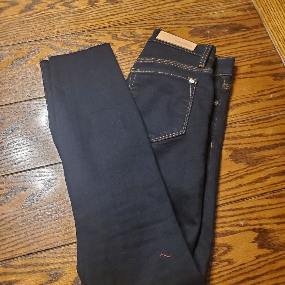 Baldwin the L cigarette dark wash cutoff raw hem